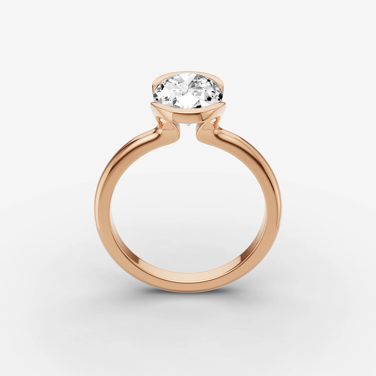 Demi oval diamond setting in gold, view 9