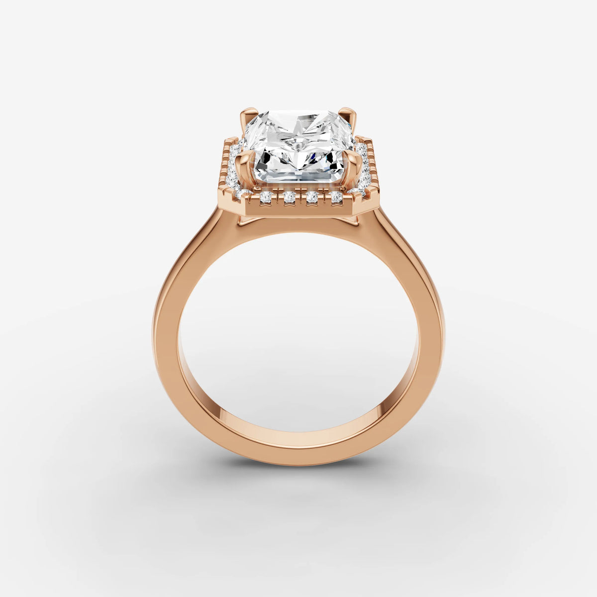 Aurore emerald diamond setting in gold, view 9