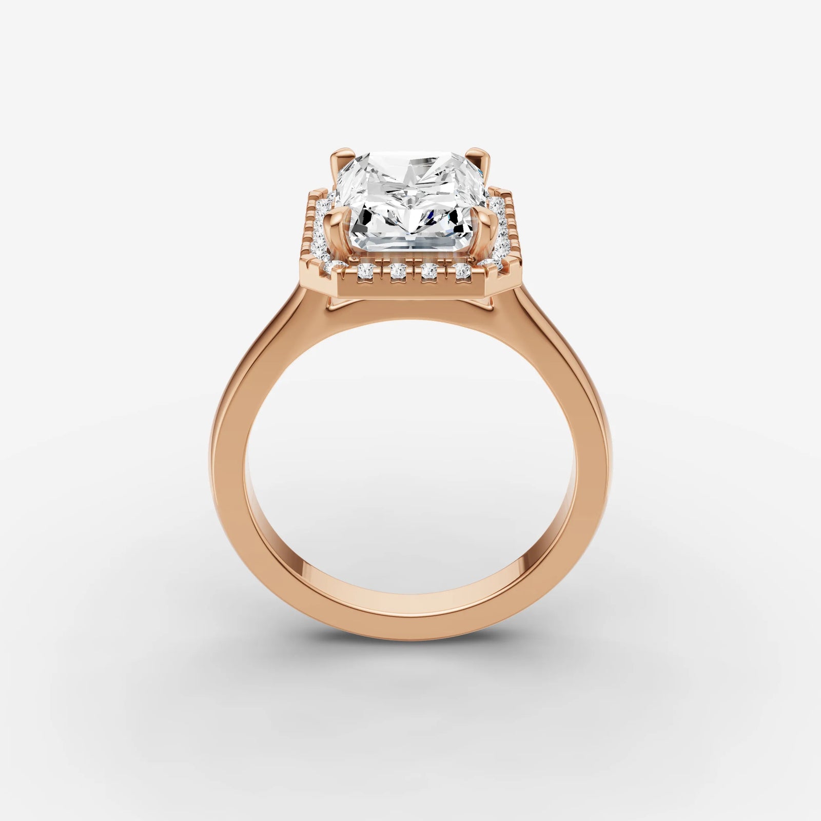 Aurore emerald diamond setting in gold, view 9