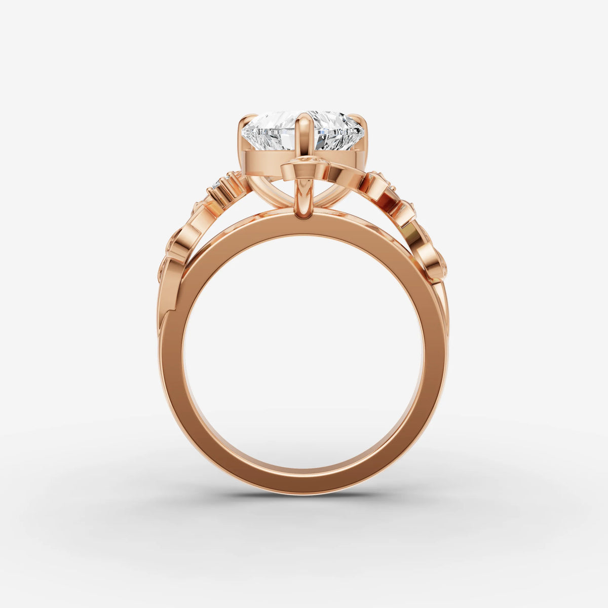 Fleur heart diamond setting in gold, view 8