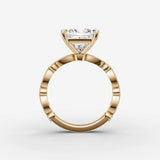 Heritage princess diamond setting in gold, profile angle