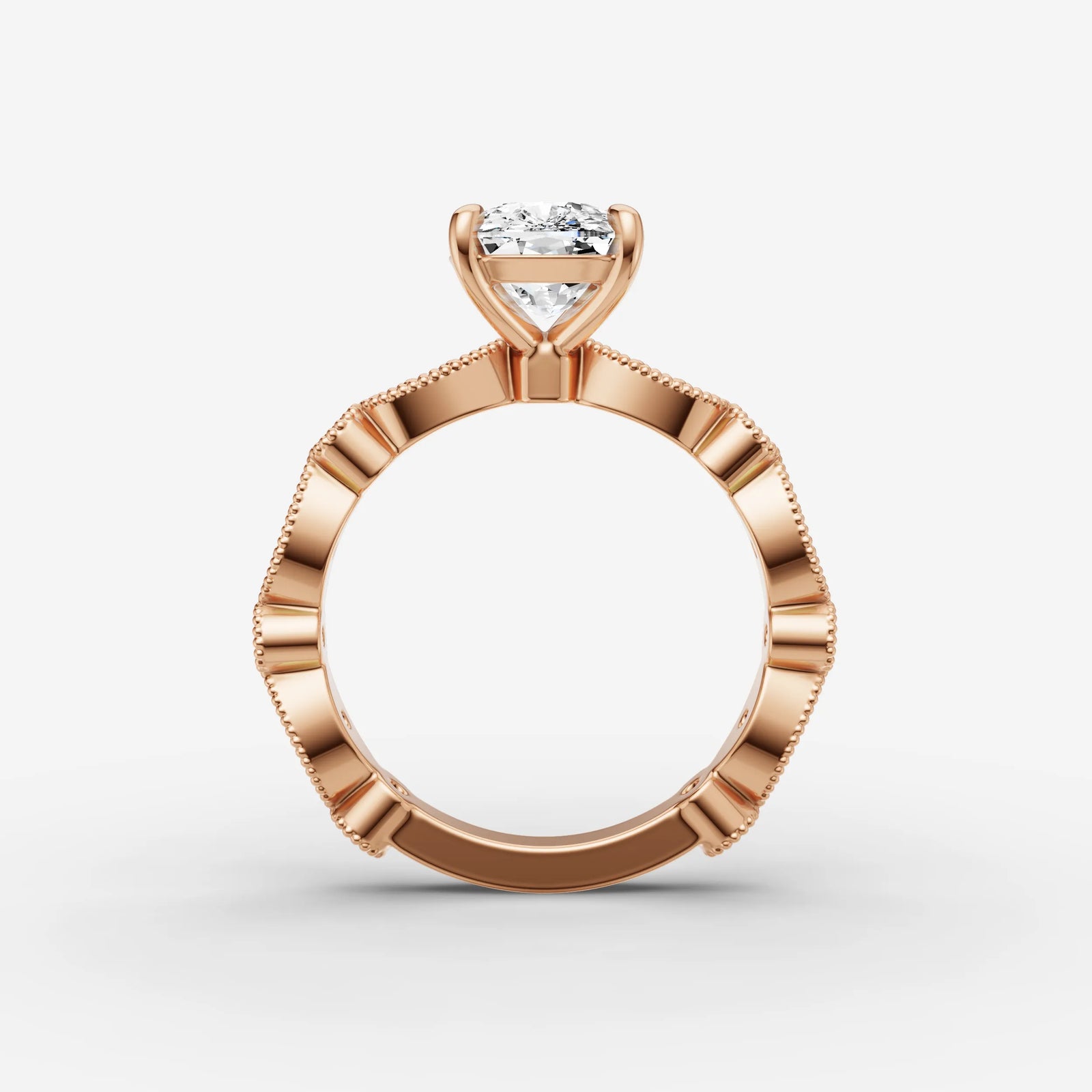 Heritage elongated cushion diamond setting in gold, view 8