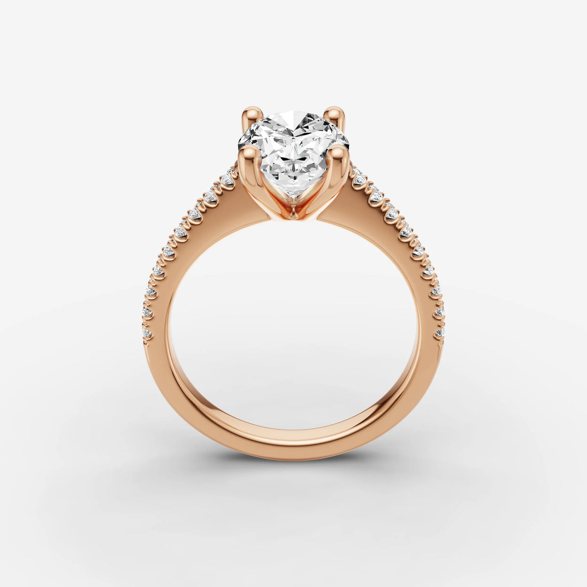 Cathedrale oval diamond setting in gold, view 9