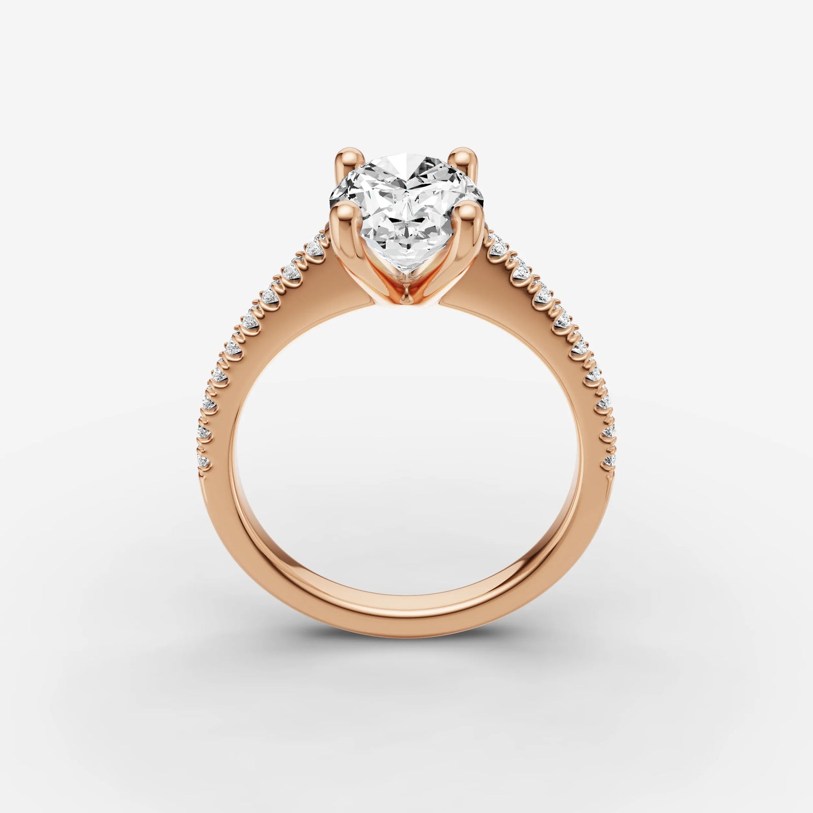 Cathedrale oval diamond setting in gold, view 9