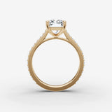 Cathedrale radiant diamond setting in gold, profile angle