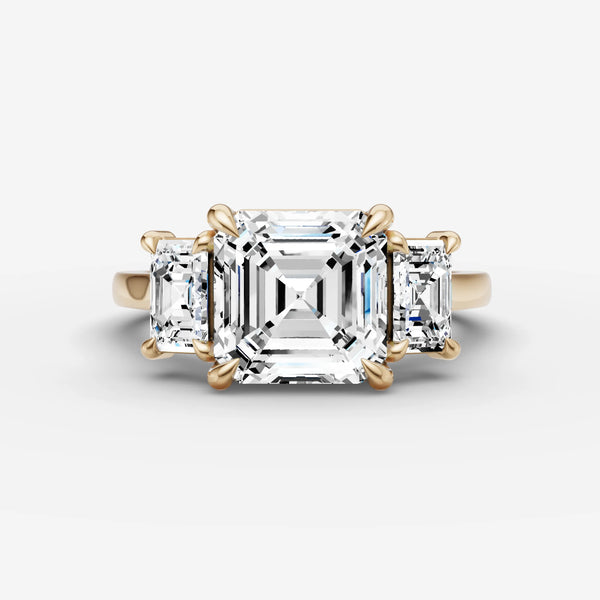 Trinite Asscher ring setting, view 1