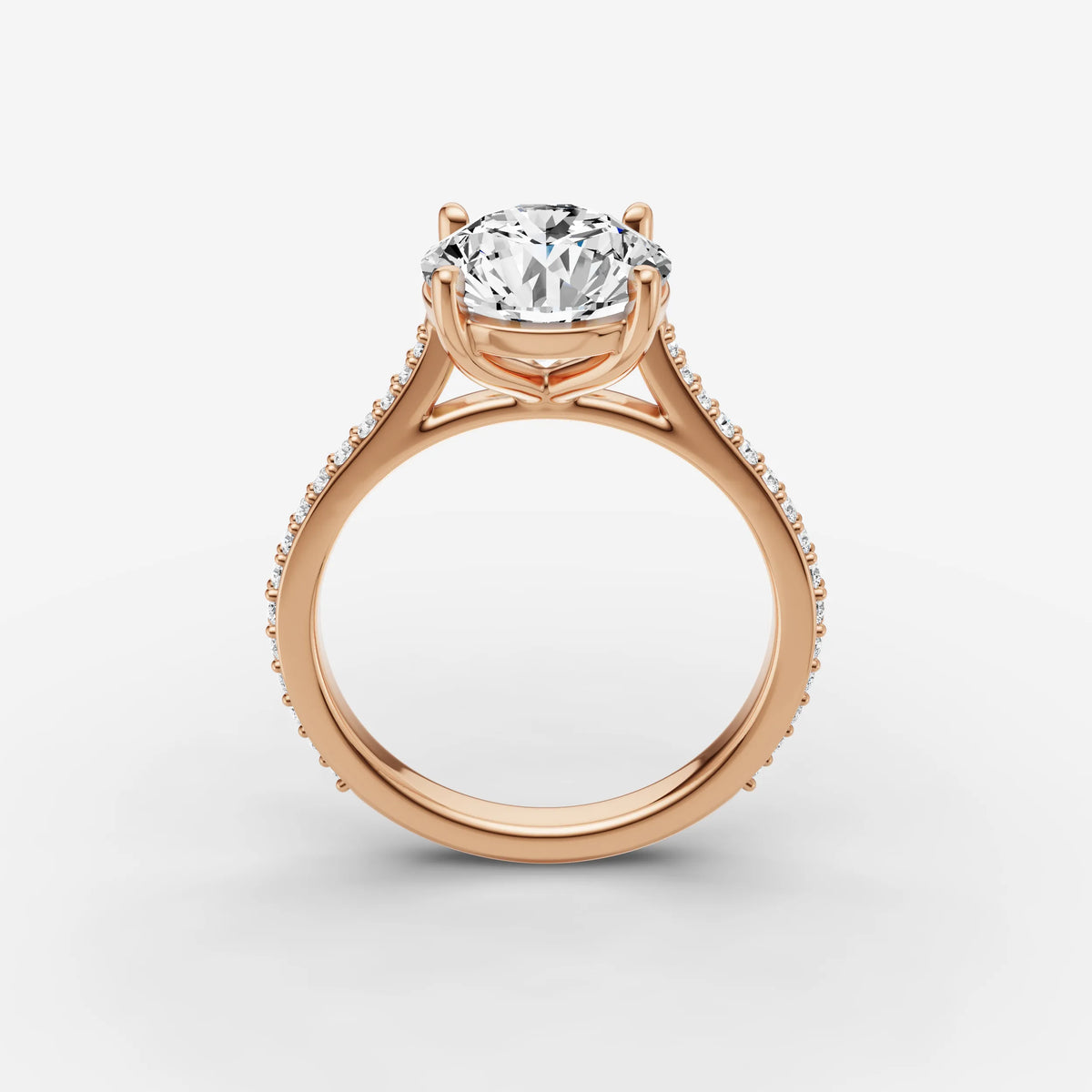 Cathedrale round diamond setting in gold, view 9