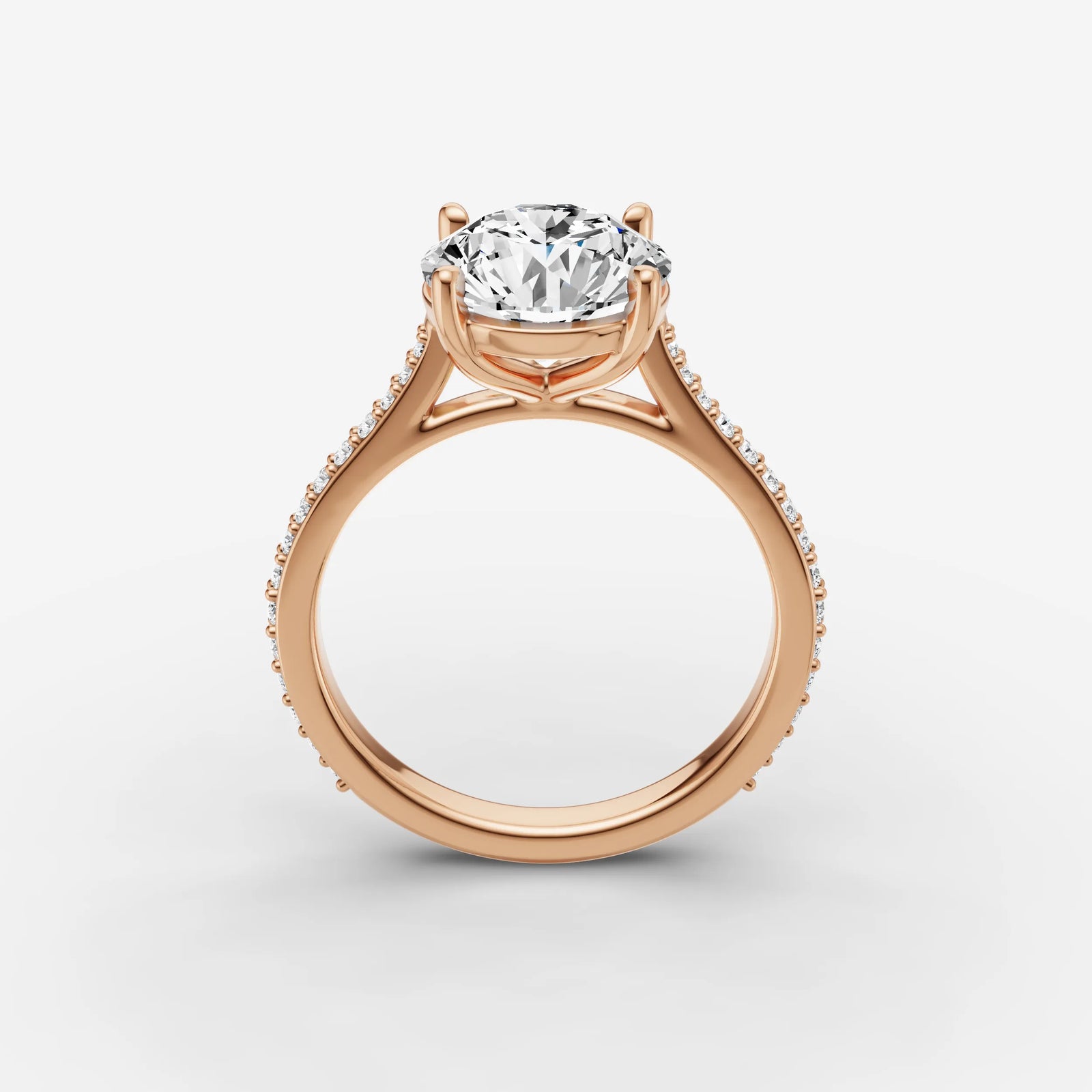 Cathedrale round diamond setting in gold, view 9