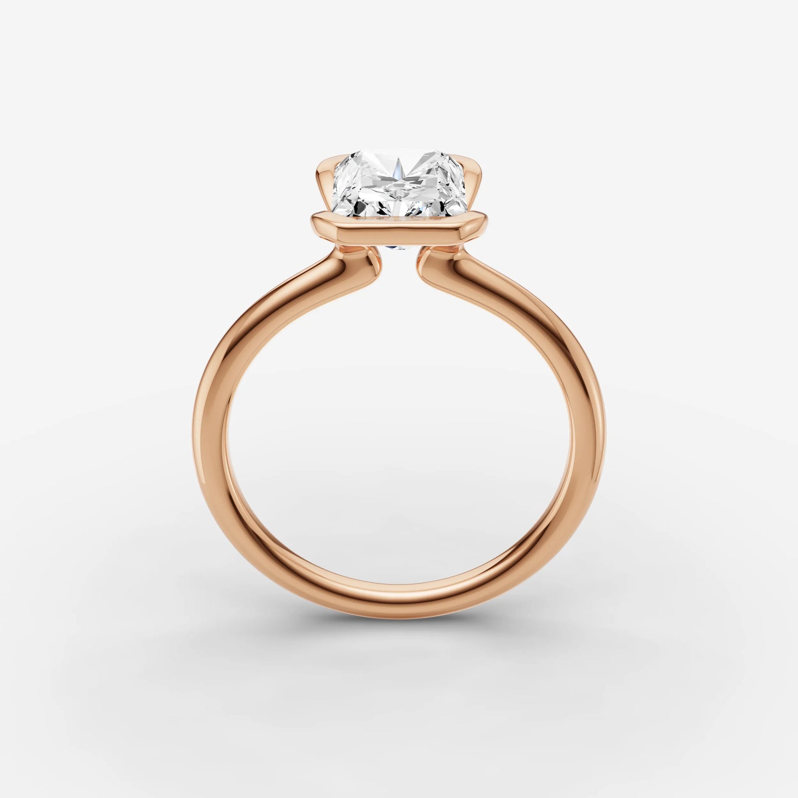 Demi radiant diamond setting in gold, view 9