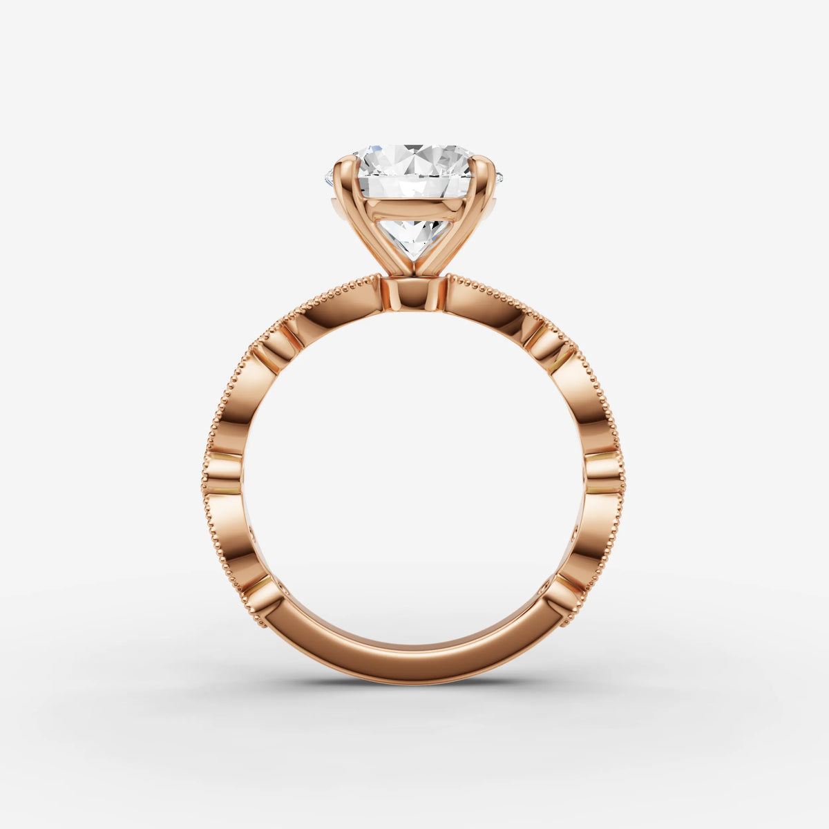 Heritage round diamond setting in gold, view 8
