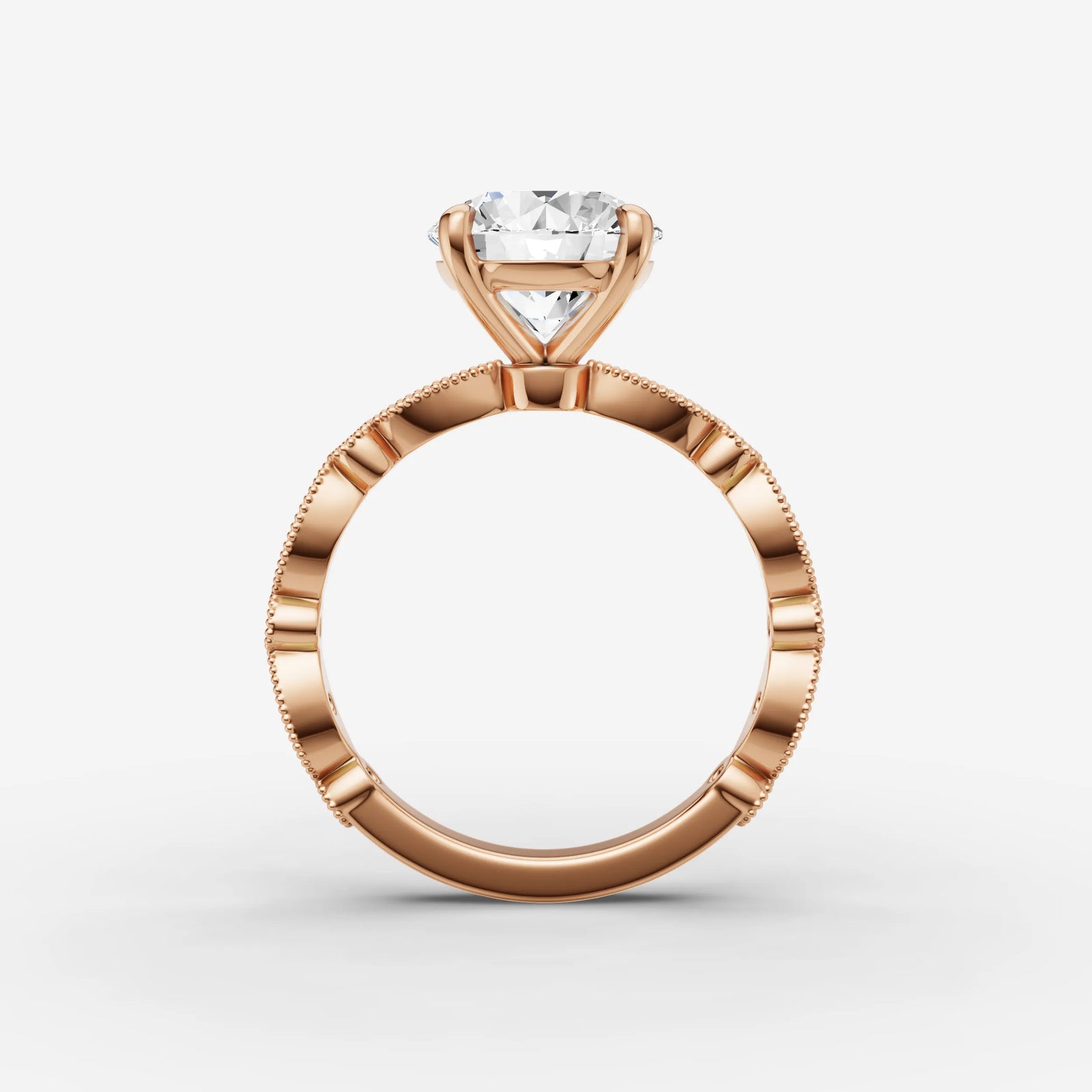 Heritage round diamond setting in gold, view 8