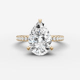 Mystere Etoile pear diamond setting in gold, front view