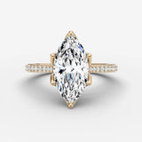 Cathedrale marquise diamond setting in gold, front view