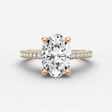 Cathedrale oval diamond setting in gold, front view