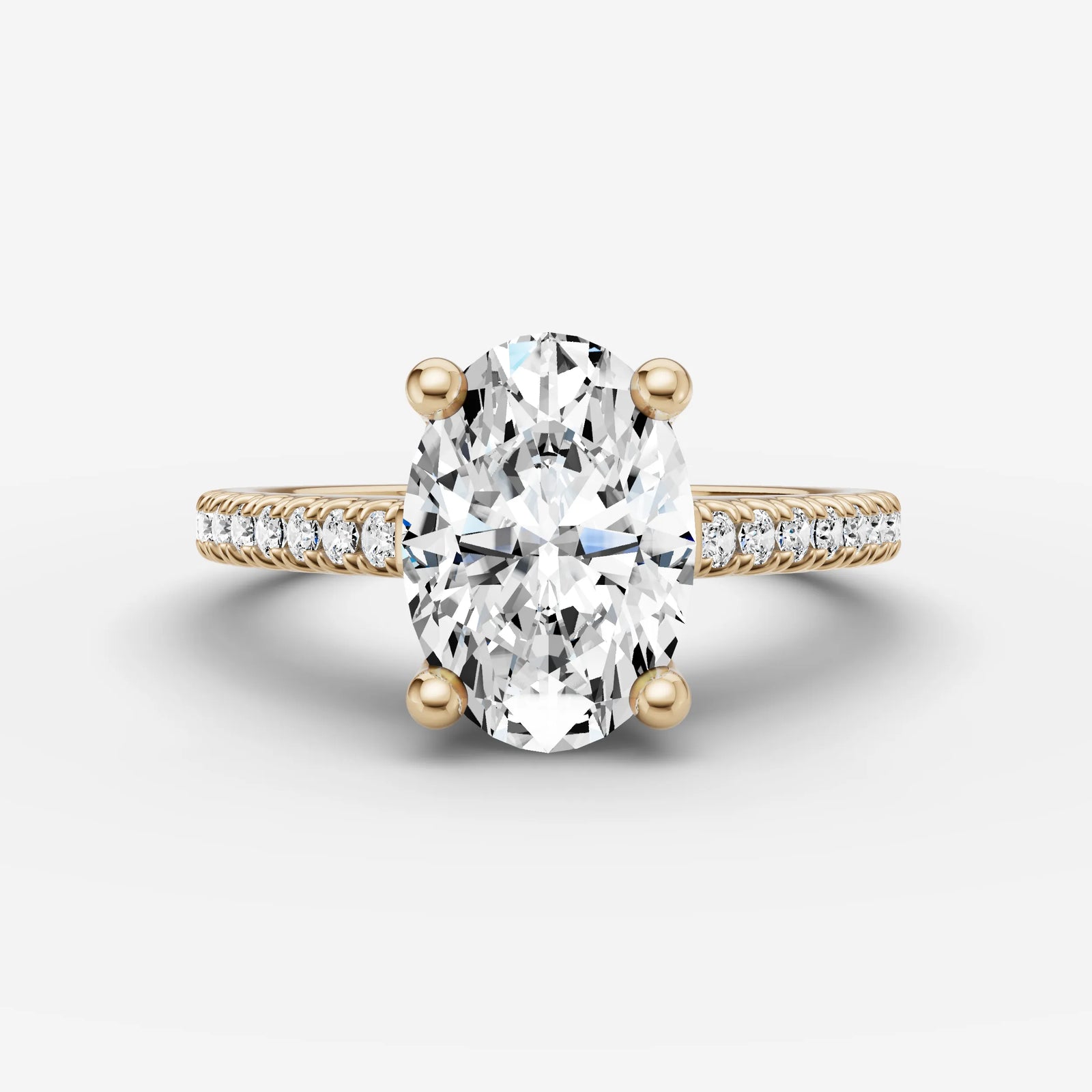 Cathedrale oval diamond setting in gold, front view