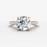 Cathedrale round diamond setting in gold, front view