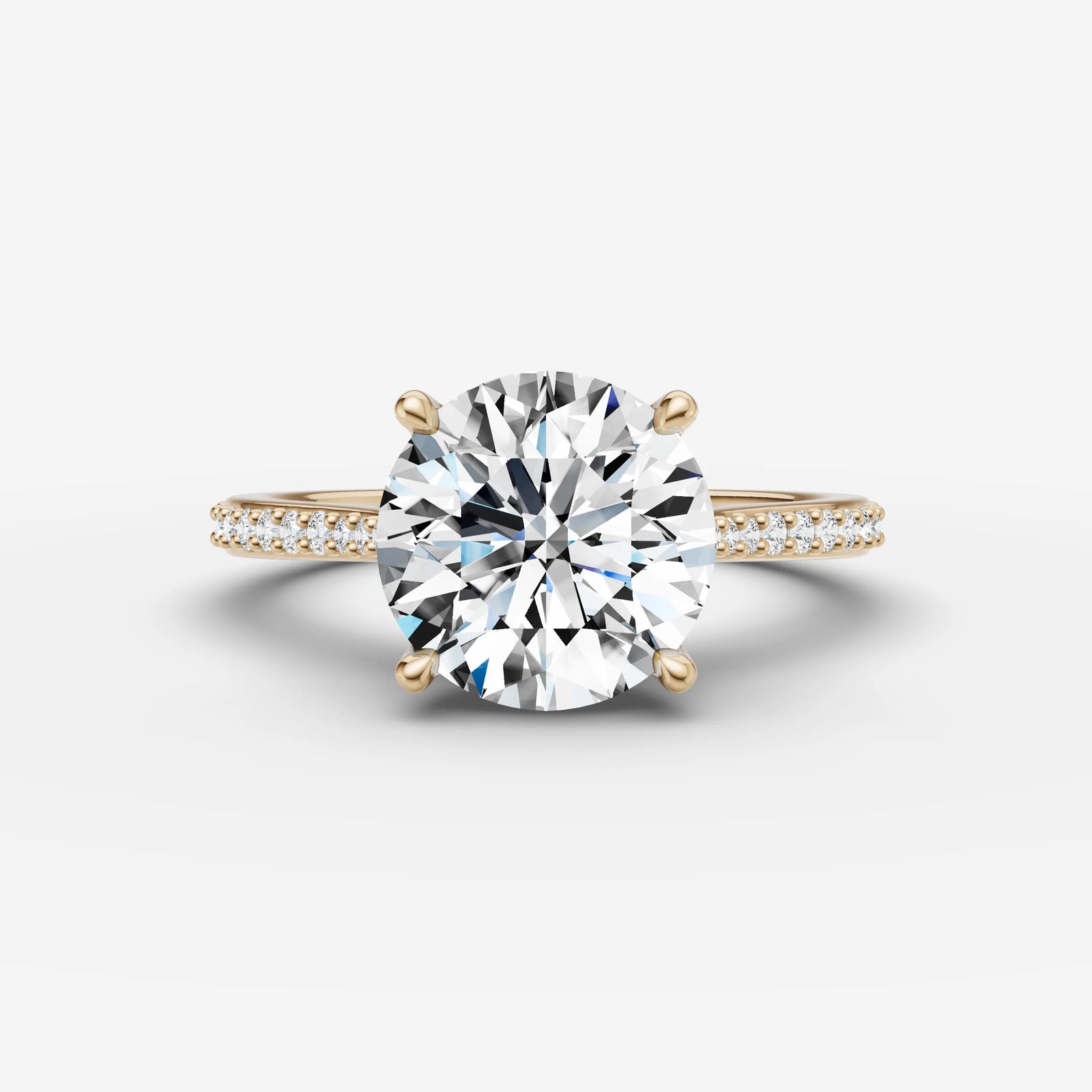 Cathedrale round diamond setting in gold, front view