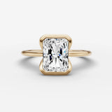 Demi radiant diamond setting in gold, front view
