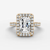 Aurore Etoile radiant diamond setting in gold, front view