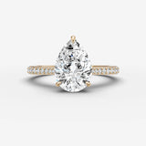 Cathedrale pear diamond setting in gold, front view
