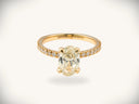 Soleil Pavé oval diamond engagement ring in 18k gold with natural oval diamond