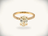 Soleil Pavé oval diamond engagement ring in 18k gold with natural oval diamond