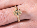 Soleil Pavé oval diamond engagement ring in 18k gold with pavé sides