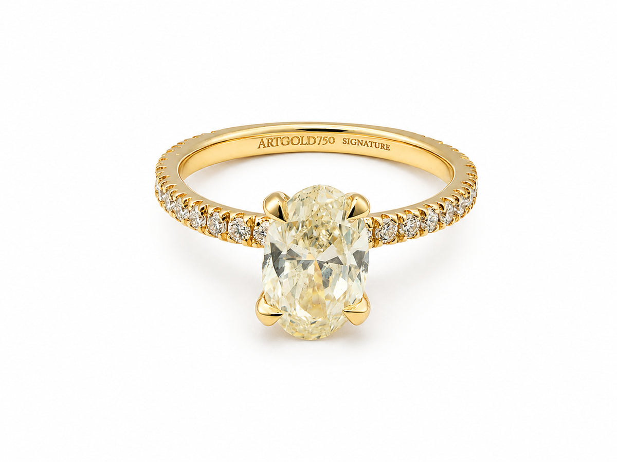 Soleil Pavé Oval Diamond Engagement Ring in 18K Gold