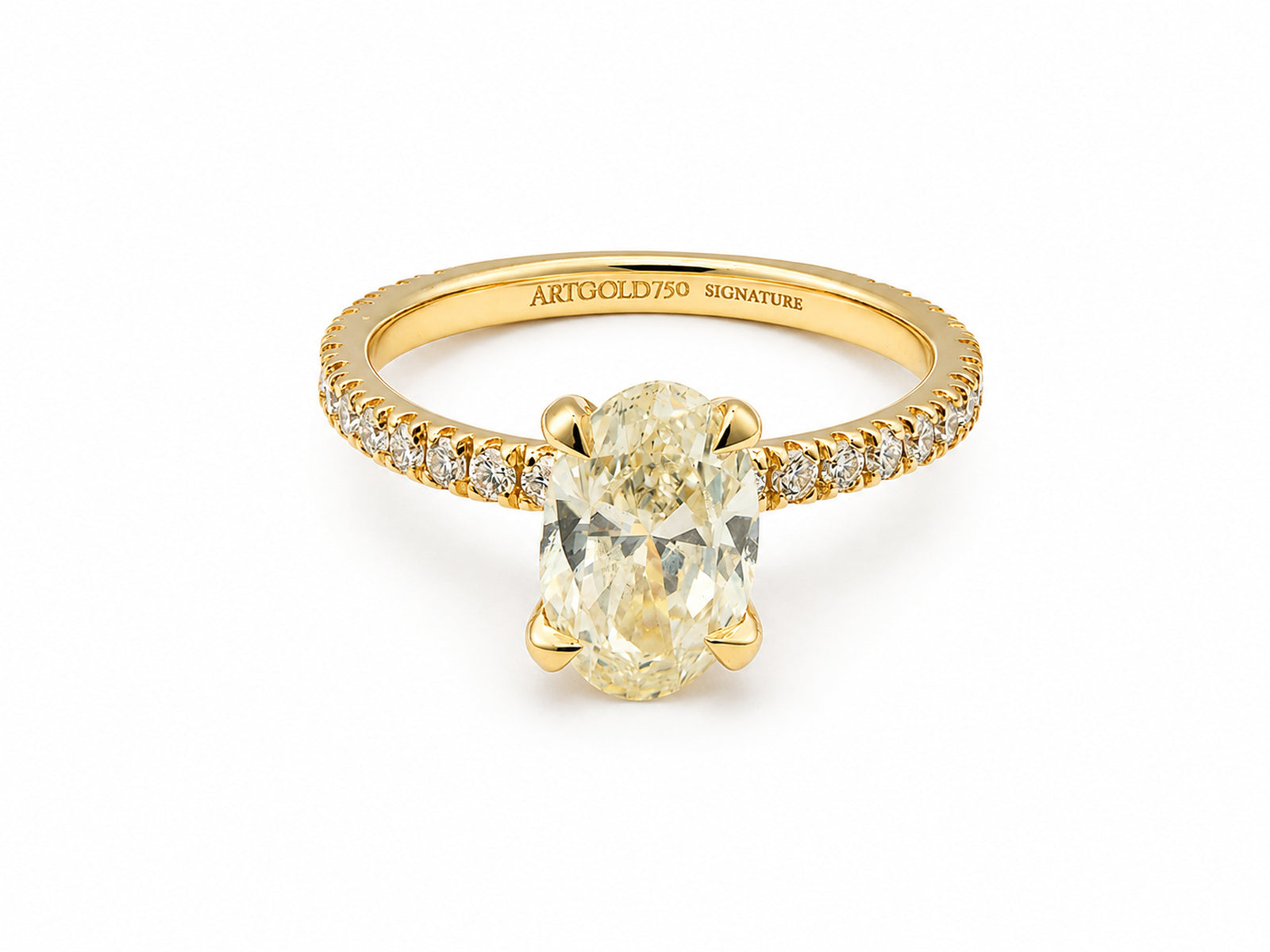 Soleil Pavé Oval Diamond Engagement Ring in 18K Gold