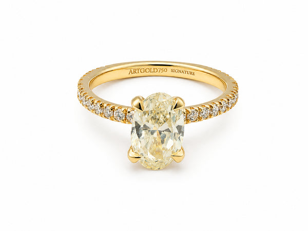 Soleil Pavé Oval Diamond Engagement Ring in 18K Gold