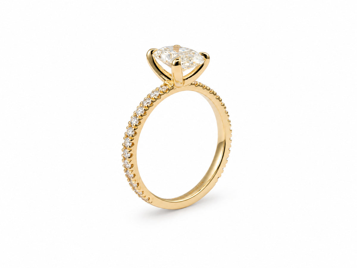 Soleil Pavé Oval Diamond Engagement Ring in 18K Gold