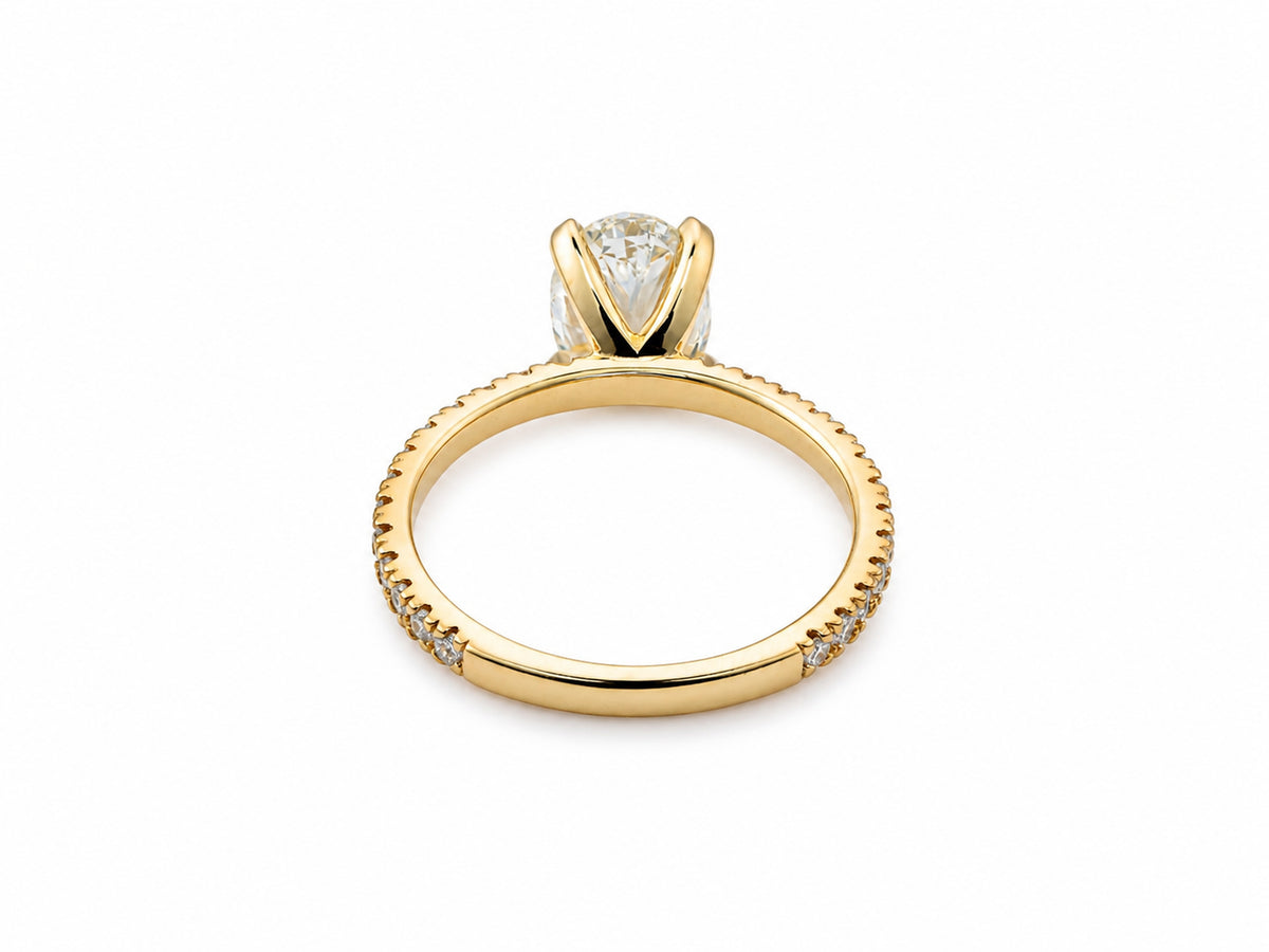 Soleil Pavé Oval Diamond Engagement Ring in 18K Gold