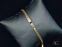 Solid 18k gold double link kids ID bracelet with Byzantine chain