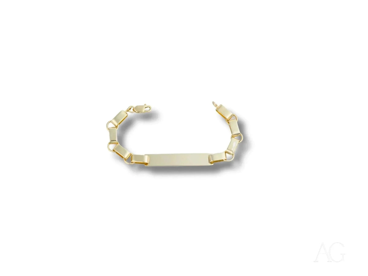 Solid 18k gold kid’s ID bracelet with unique chain links