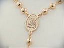 Solid gold rosary necklace with Saint Michael medallion and emerald diamond cross