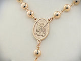 Solid gold rosary necklace with Saint Michael medallion and emerald diamond cross