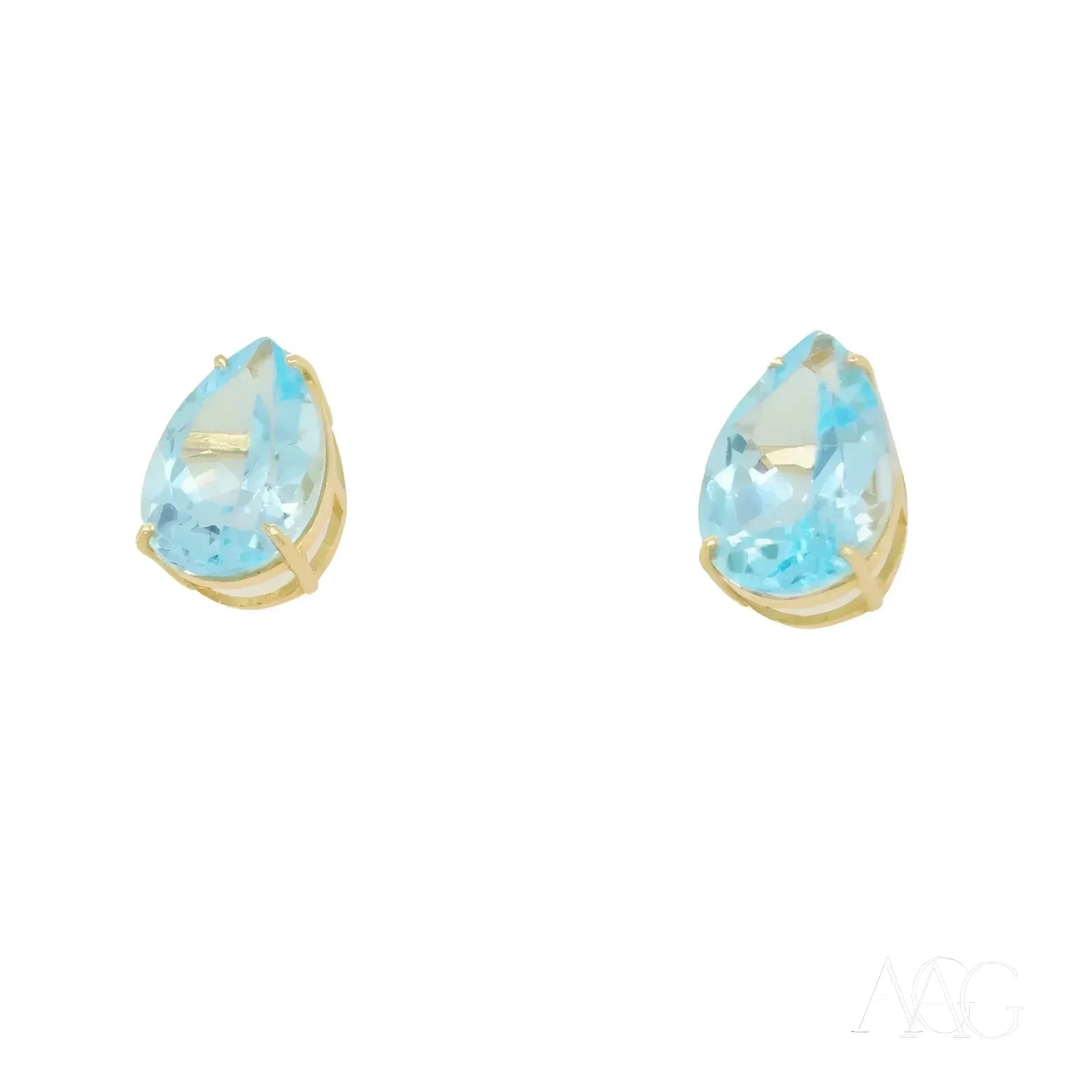 Sophisticated blue topaz teardrop earrings in art gold jewelry