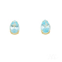 Pair of gold-plated silver earrings with pear aquamarine and blue topaz gems