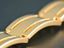 Sovereign Bracelet: art gold signature solid gold watch bracelet with curved links and grooves
