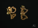 18k gold heart-shaped stud earrings with pavé cubic zirconia stones