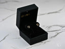 Pair of 18k gold CZ heart stud earrings in black velvet box