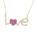 Sparkling love necklace in 18k gold with pink heart pendant