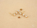 Stars Drop Earrings: Certified 18k Solid Gold Art Gold Jewelry with Clear Star Gems
