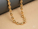 Bold 9mm 18K solid gold necklace with puffed oval links