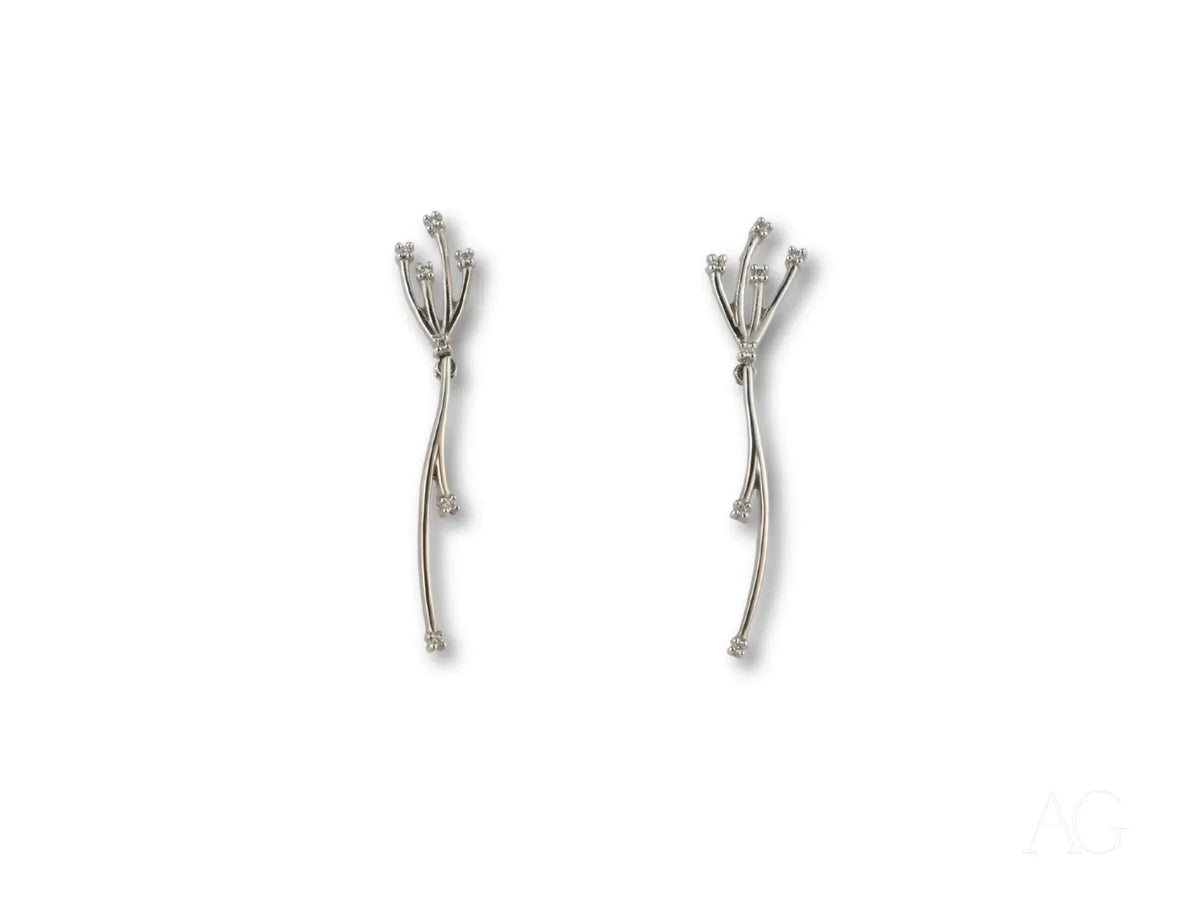 Stellar Bloom 18k white gold diamond earrings with sparkling drops