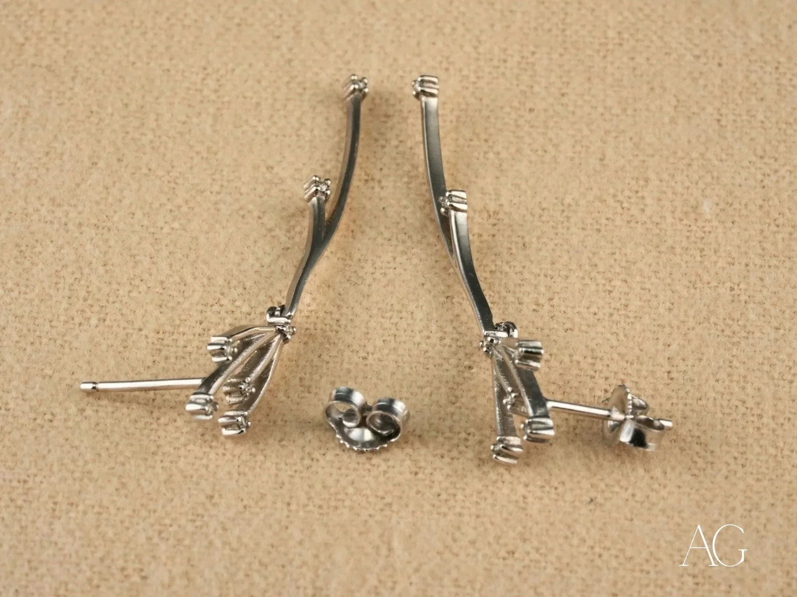 Stellar Bloom 18k white gold diamond drop stud earrings