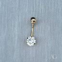 Stunning 18k gold bellybutton piercing with clear cubic zirconia gem