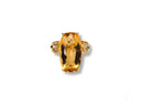 Sunfire Elegance 18k solid gold ring with elongated rectangular citrine gemstone