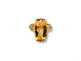 Sunfire Elegance 18k solid gold ring with elongated rectangular citrine gemstone
