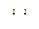 18k gold citrine and rubellite earrings with orange and red gems